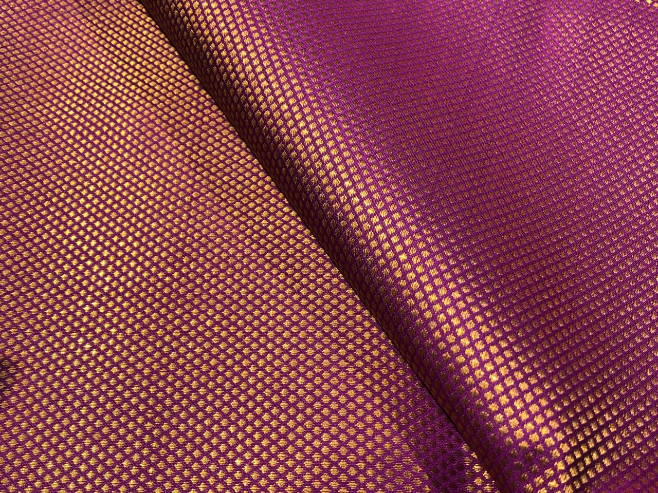 Silk Brocade fabric 44"small metallic gold motifs jacquard available in 3 colors purple, black and green BRO1043