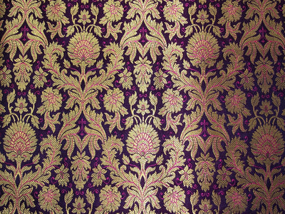 Silk Brocade fabric with beautiful gold  jacquard available in 3 colors teal ,red and mulberry BRO1075