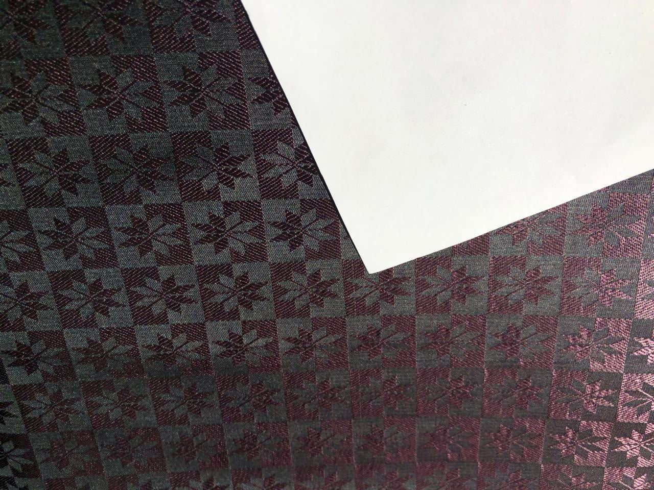 Silk Brocade  fabric~ satin 44" wide   jacquard OLD MAUVE AND BLACK GEOMETRICAL  BRO996[4]