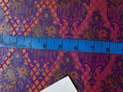 Silk Brocade jacquard fabric 44" wide BRO894 available in Four colors blue/brown/pinkand black