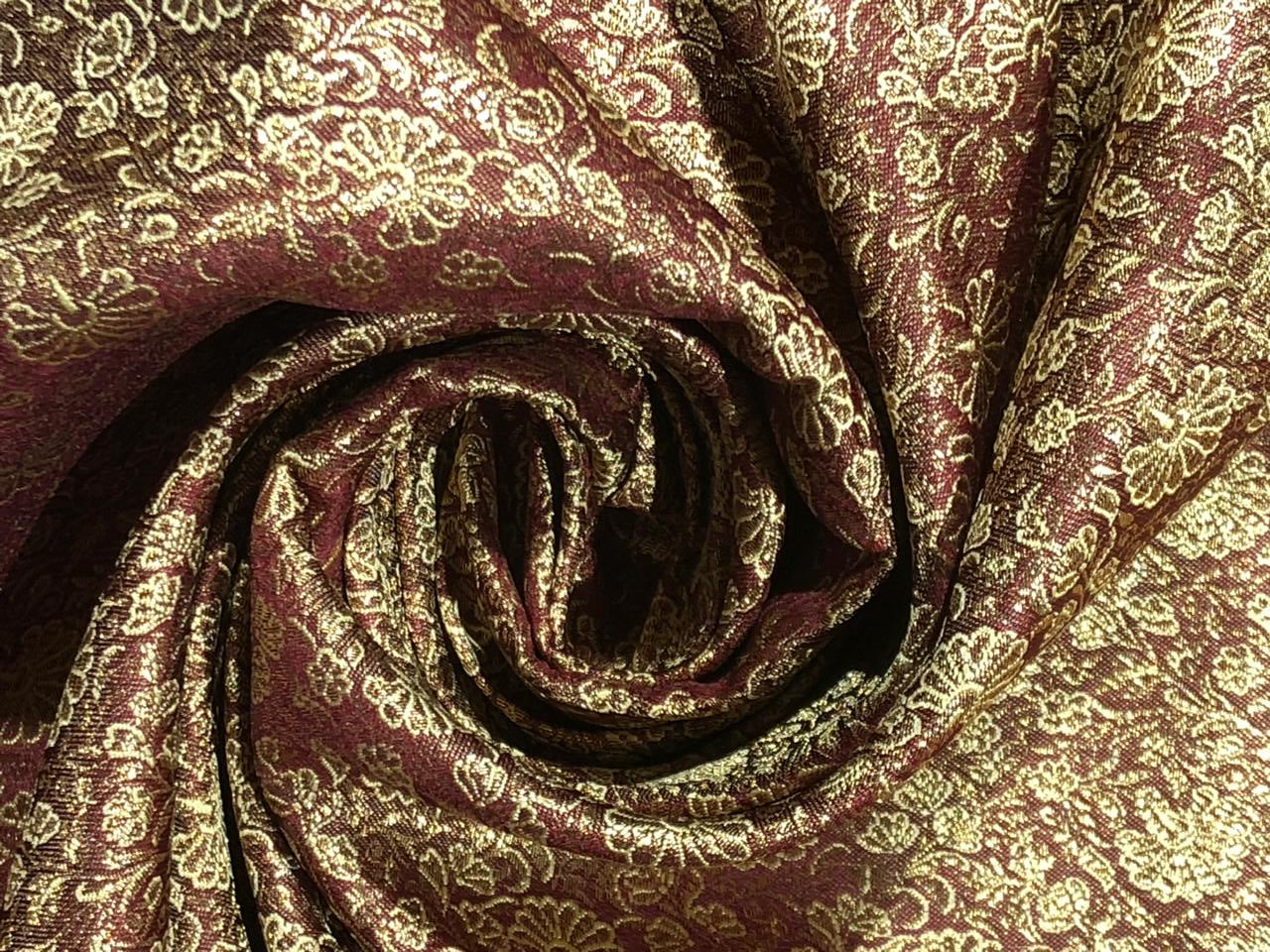 Silk Brocade fabric 44" available in 4 colors dusty peach, glitter burgundy ,peachy orange and dusty mint [BRO1040]
