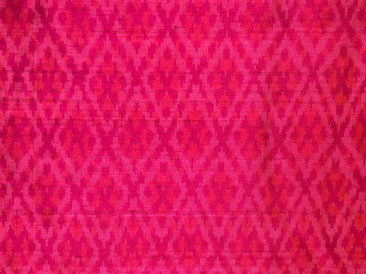 100% pure silk dupion ikat fabric pink color 44" wide available in 3 combinations