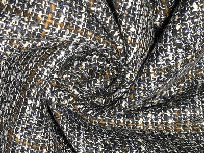 Suiting blended viscose ,poly, acrylic crepe 58" wide black, brown and white  [17718]