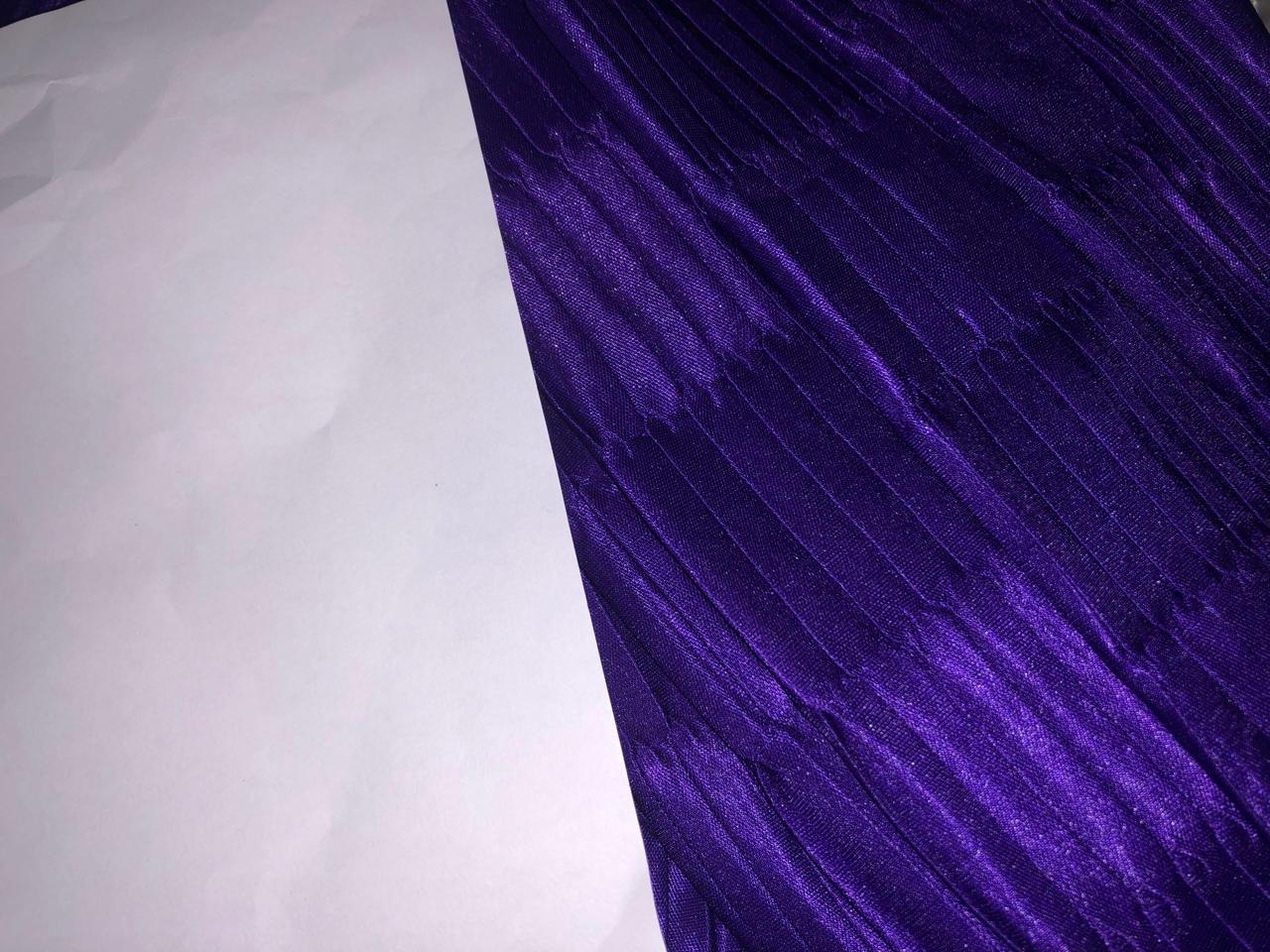 Satin boomerang pleated   fabric 58" wide available in 4 colors PURPLE /BLACK /NAVY and BLUE