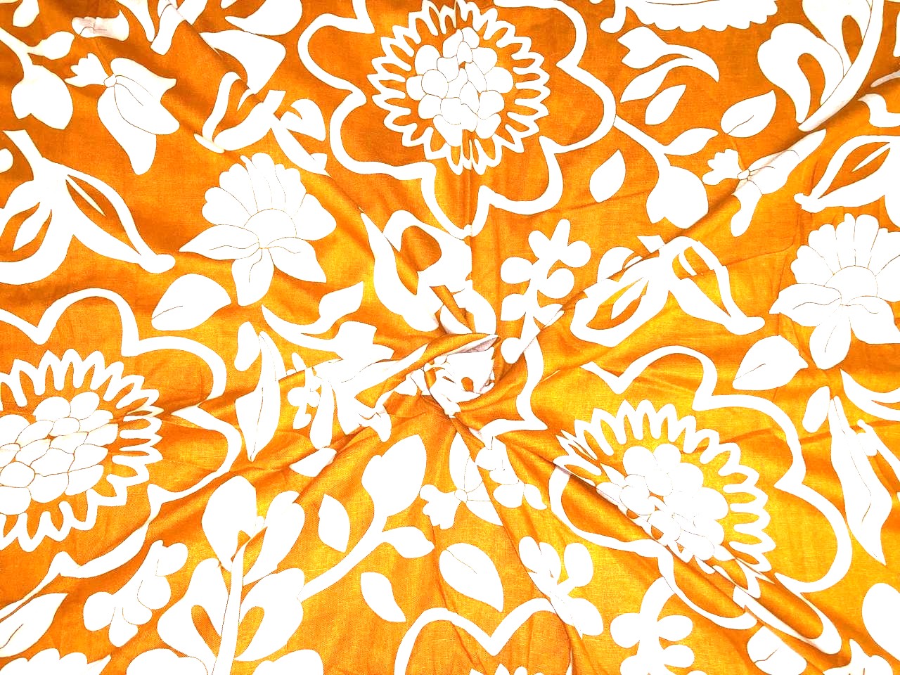 100% cotton mustard with large floral white print 56" wide [18347]