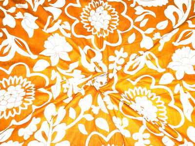 100% cotton mustard with large floral white print 56" wide [18347]