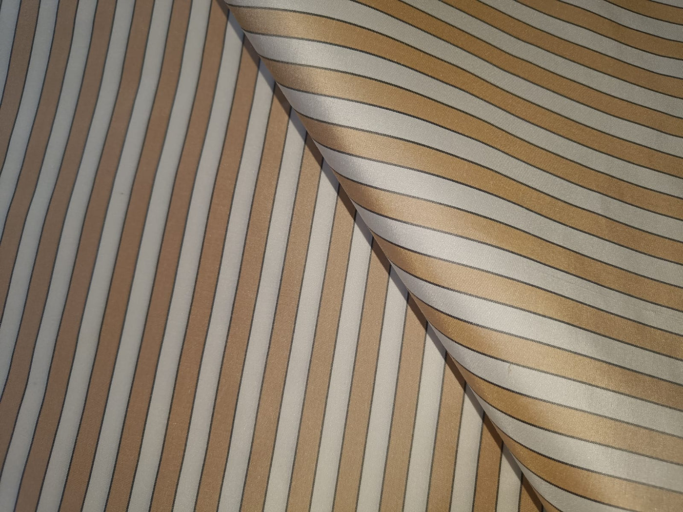 100%SILK TAFFETA Fabric Peach,Ivory & Black color STRIPES 54" wide TAF#S120[1]