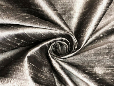 100% Pure silk dupioni fabric golden cream x black  color 54" wide with slubs MM129[3]