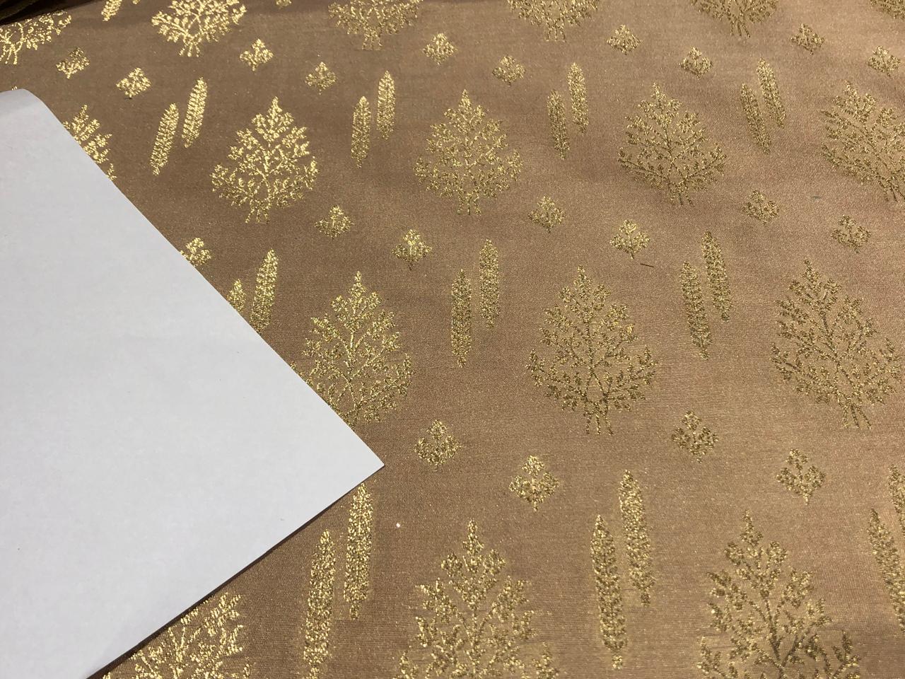 Silk Brocade fabric 44" wide available in 4 COLORS LEMON YELLOW DARK SALMON OLIVE AND  DARK BEIGE BRO908