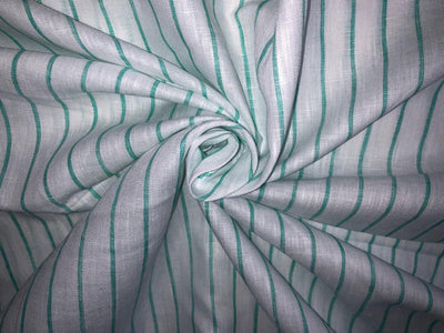 100% Linen stripe 60's Lea Fabric 58" wide available in 2 colors blue and sea green [17643/44]