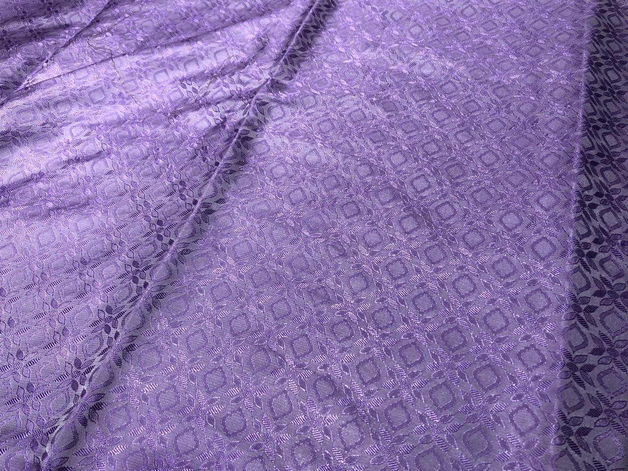 Silk Brocade fabric 44" self geometric  jacquard available in 4 colors pink ,olive , white ivory and lilac BRO1051