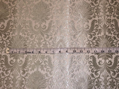 Silk Brocade fabric white with silver jacquard BRO1087[2]