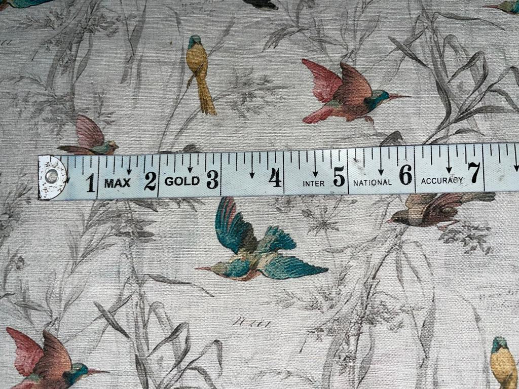 100% linen BIRDS digital print fabric 44" wide [15425]