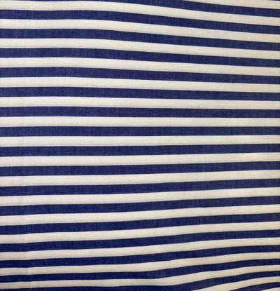 100% Cotton Chambray denim blue and white color horizontal  stripe 58" wide [18526]