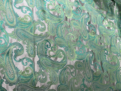 Brocade fabric 54" wide  100% Silk  Jacquard Fabric  PAISLEYS available in 2 colors grey and green and grey, green and brown TAFJACNEW20/21