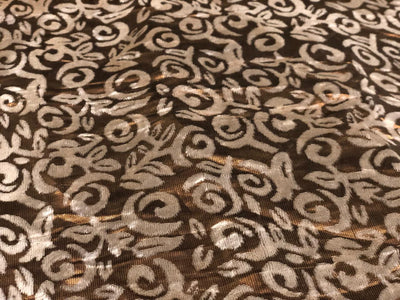 White Devore Viscose Burnout Velvet fabric 44" wide antique gold available in 2 designs floral & swirl motifs [18313/14]