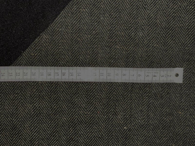 Wool Blended herringbone Cord Weave fabric fused with black light wool black and charcoal 147 cms wide [18398]