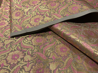 Brocade fabric grey and pink with metallic gold color 44" wide BRO1030[2]