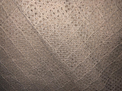 Cotton x jute fancy LACE overlay fabric offers intricate woven patterns 72"available in  2 designs diamond with squares and brown,green and cream triangles