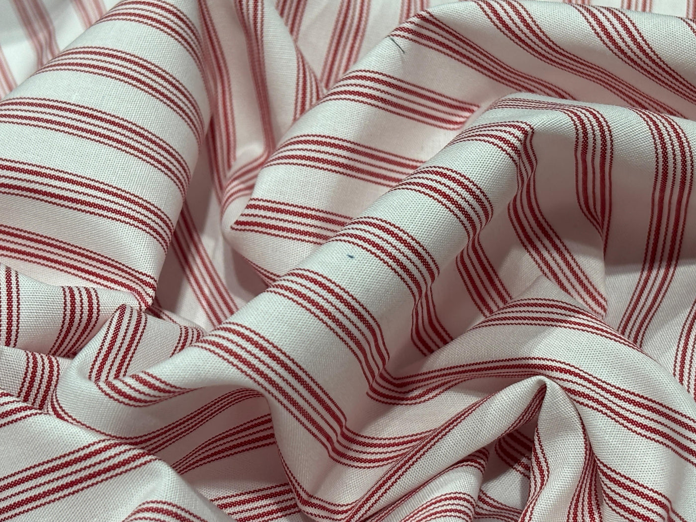 100% Cotton Poplin 58" wide mill made and yarn dyed red stripes [17768]