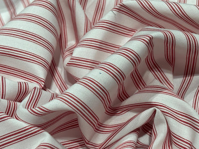 100% Cotton Poplin 58" wide mill made and yarn dyed red stripes [17768]