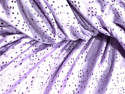 Knitted fabric with cutwork embroidery with slight stretch lilac color 58" wide [17626]