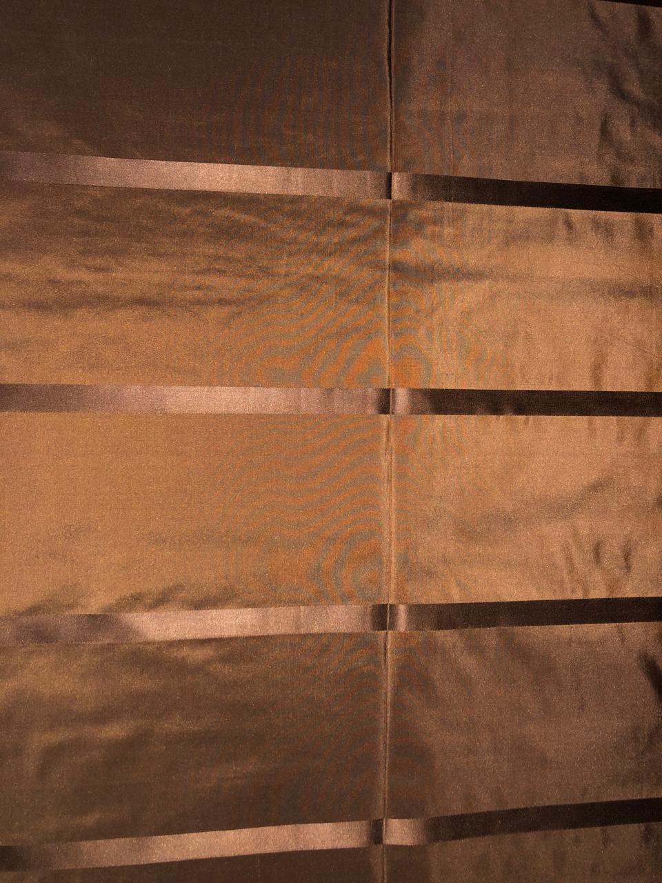 silk taffeta fabric brown with satin stripes 54" wide TAFS147[2]