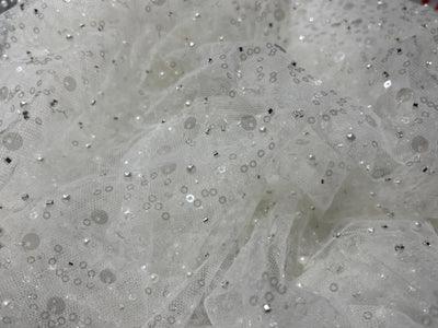 NET fabric  With self color  sequins and  pearls available in 2 colors black and white [17760/61]