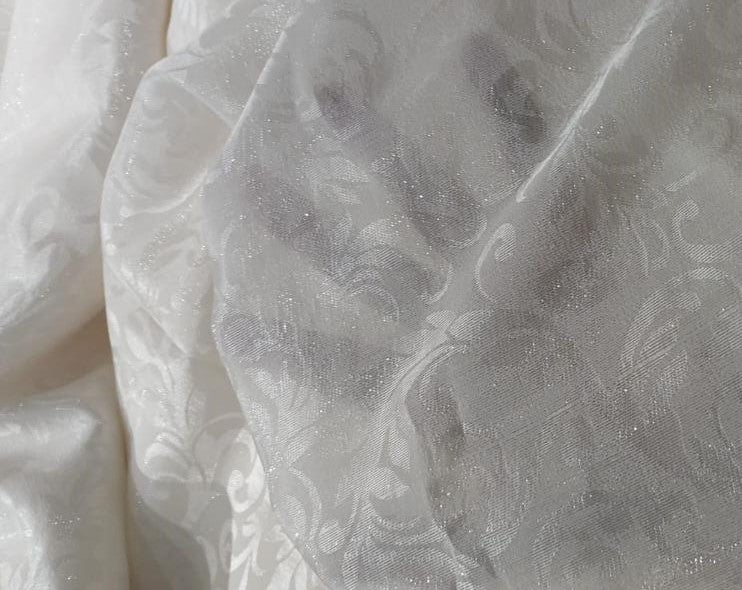 Silk georgette fabric with silver lurex jacquard  44&quot;*[16730]