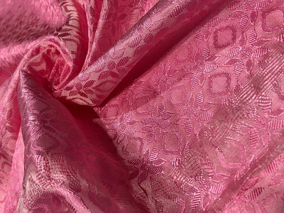 Silk Brocade fabric 44" self geometric  jacquard available in 4 colors pink ,olive , white ivory and lilac BRO1051