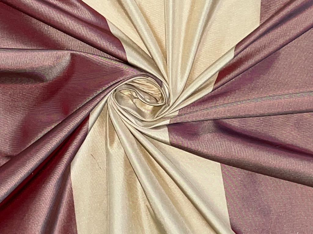 Silk taffeta large stripes salmon beige 54" wide TAF#S38