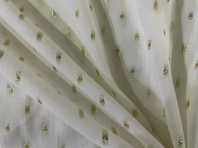 100% Cotton fabric ivory with Metallic motif color 58" wide available in 3 colors [ivory/pink coral/sea green and custom ] [15166/15379/80]