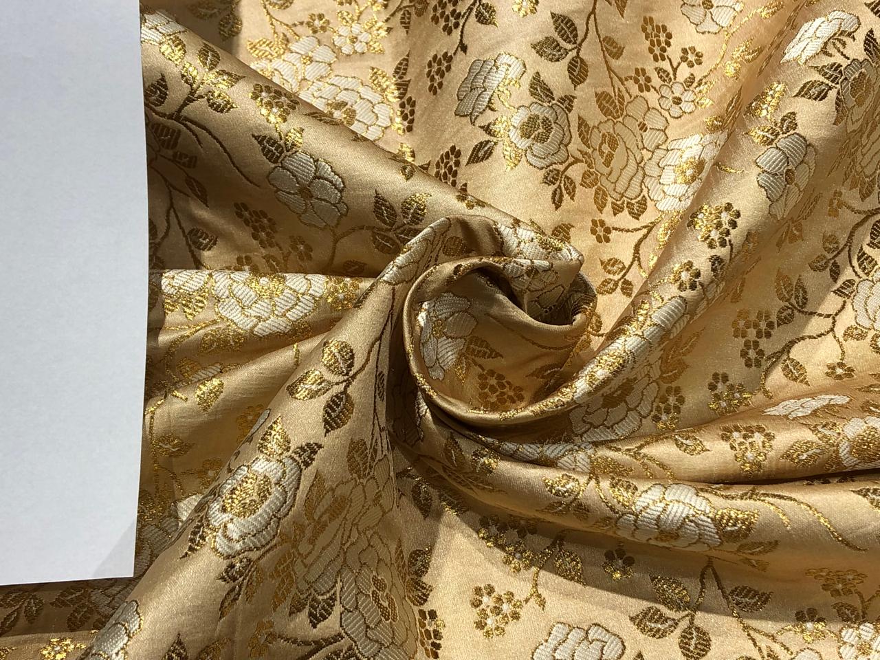 Silk Brocade fabric 44" wide floral Jacquard with metallic gold available in 2 colors BRO937[1/2]