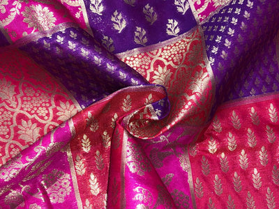 Silk Brocade fabric multi colour jacquard 44" wide BRO1071 available in 8 different color combinations[BRO1071[1-8]]