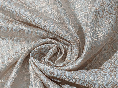 Silk Brocade fabric with leaf  jacquard available in3 colors sky blue , mint and lilac BRO990