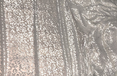 White Devore Polyester Viscose Burnout Velvet fabric ~ 44" wide available in 3 designs floral vines, abstract rose and floral [18291/92/93]