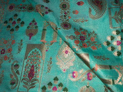 Silk Brocade fabric 44" available in 4 colors  peach, white ivory, mint and grey  [BRO1042]
