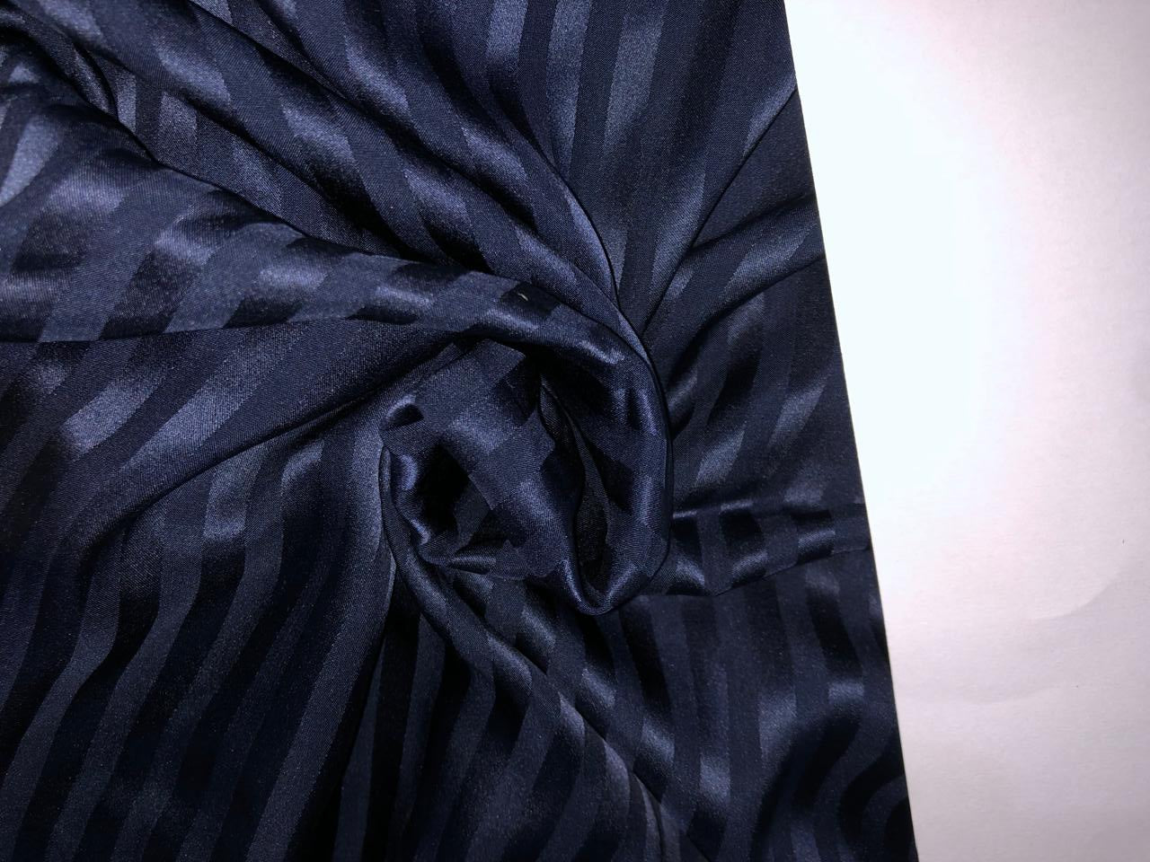 100% SILK CHIFFON  fabric NAVY WITH SELF SATIN stripe 54" wide [16084]