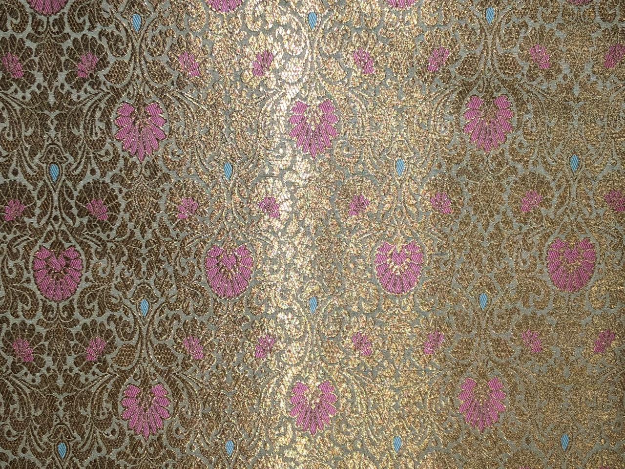 Silk Brocade fabric available in 2 colors sea green and peach orange jacquard  BRO1081[1/2]