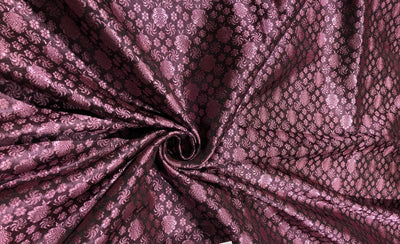 Silk Brocade fabric mulberry color with small self color motifs [17557]