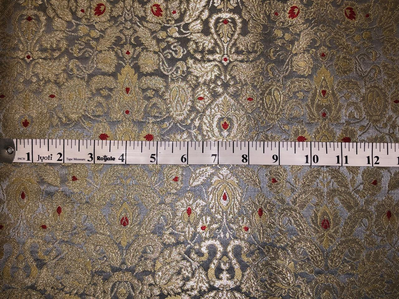 Brocade Heavy KING KHAB  Fabric  with white gold jacquard 44" wide available in 2 colors mint and silver blue BRO1077