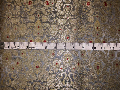 Brocade Heavy KING KHAB  Fabric  with white gold jacquard 44" wide available in 2 colors mint and silver blue BRO1077