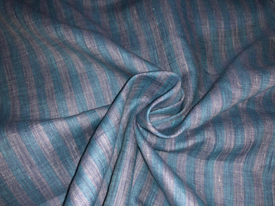 100% Linen stripe 60's Lea Fabric 58"sky  blue and blue stripe [17220]