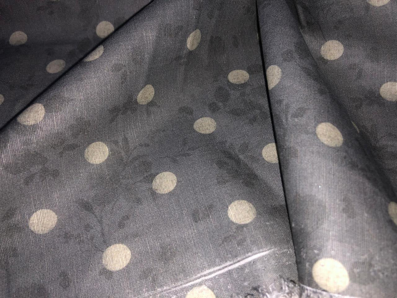 100% linen  digital print fabric 44" wide available in 2 colors grey with floral  dotted and salmon pink dots [15972/15973]