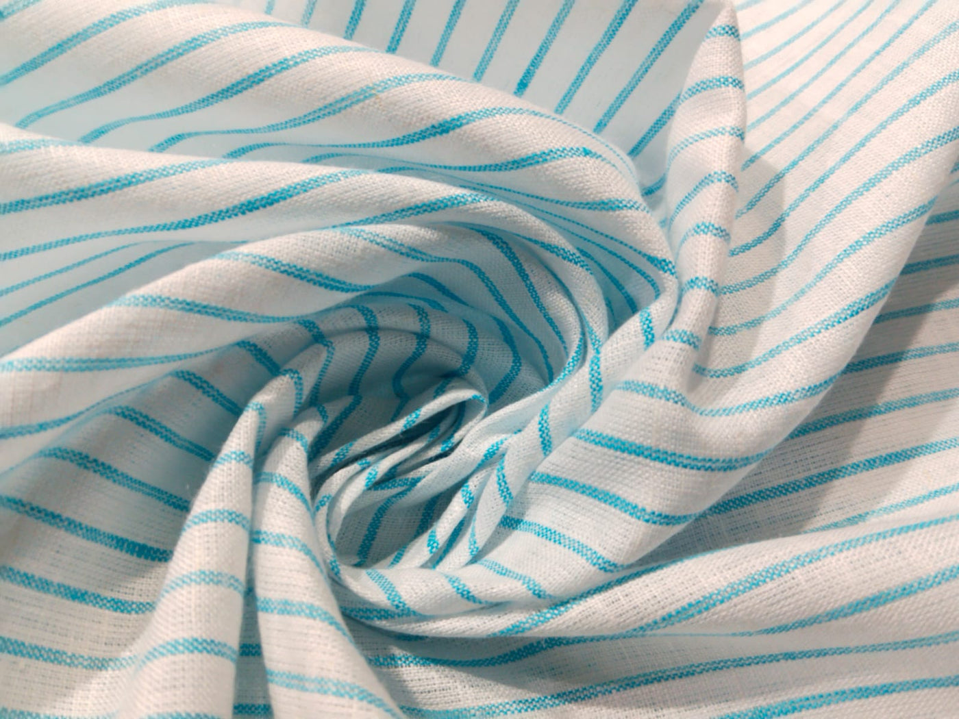 100% Linen stripe 60's Lea Fabric 58" wide available in two colors blue and white and ivory ,yellow, brown[10800]