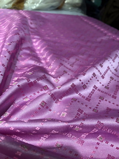 Silk Brocade fabric 44" taffy pink geometric zigzag BRO1038[1]
