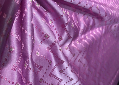Silk Brocade fabric 44" taffy pink geometric zigzag BRO1038[1]