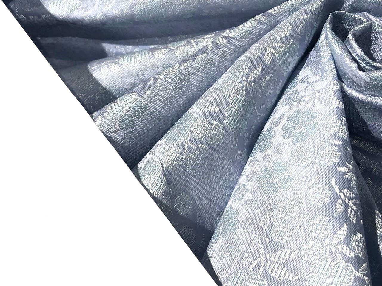 Silk Brocade fabric with floral vine  jacquard available in 2 colors dusty mint and Uranian blue BRO992[1/2]