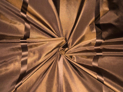 silk taffeta fabric brown with satin stripes 54" wide TAFS147[2]