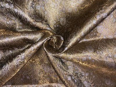 Silk Brocade fabric old gold and silver white floral jacquard  BRO1080[1]